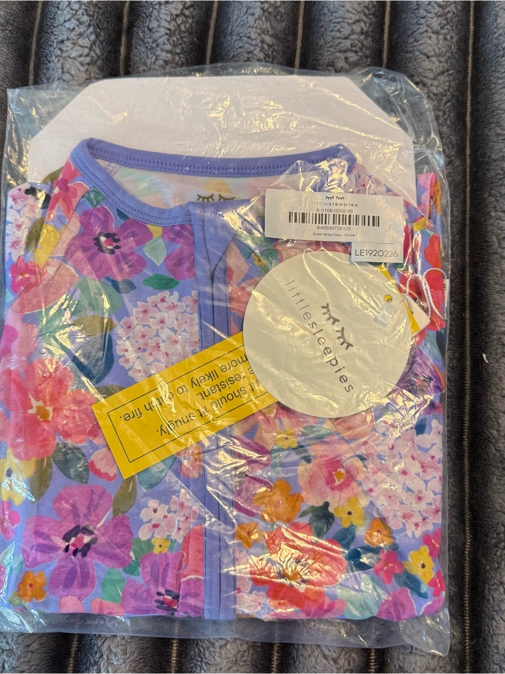 Little Sleepies Purple Floral Zip Toddler Pajamas